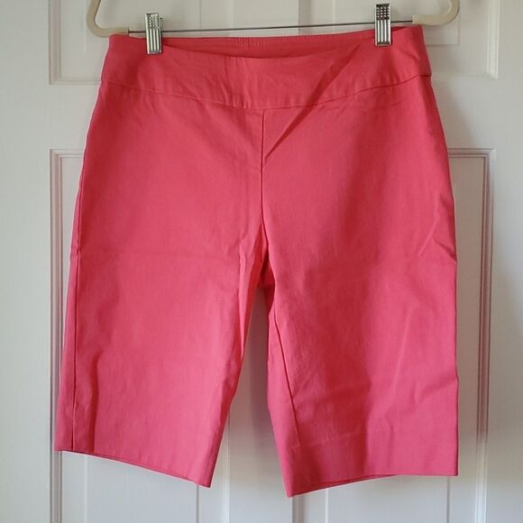 ZAC & RACHEL PINK PULL ON ELASTIC BERMUDA SHORTS LONG INSEAM FLAT FRONT 10 - Picture 1 of 6